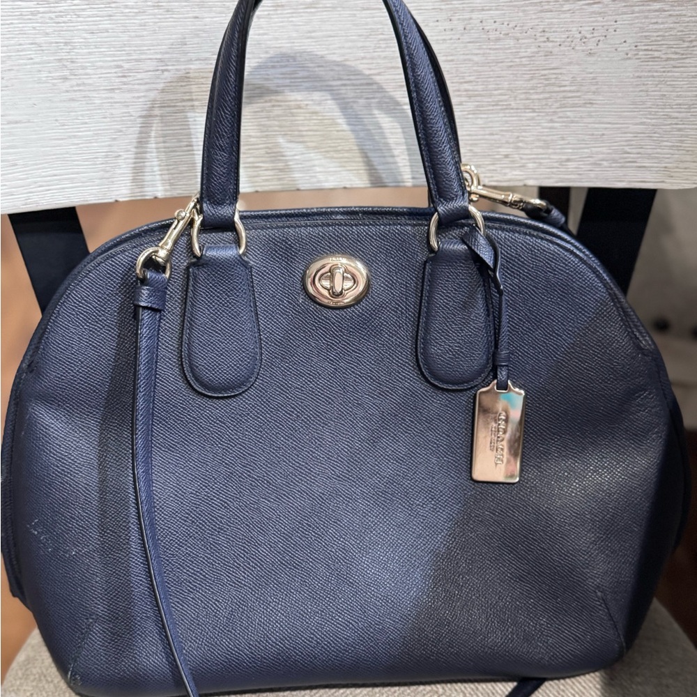 Elegant Navy Blue Coach Handbag